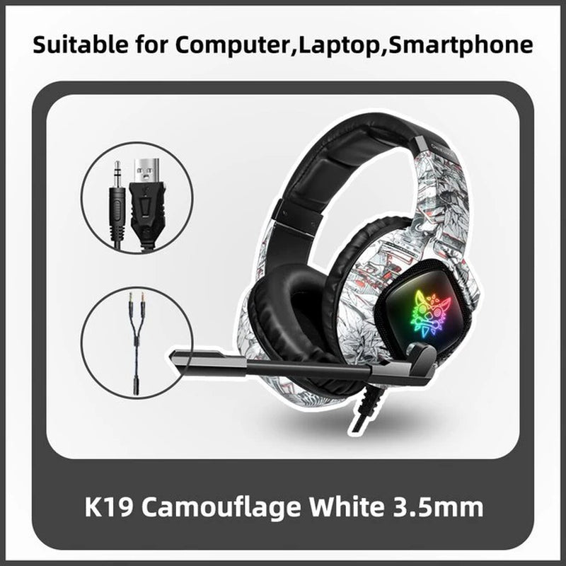 K19 Gaming Headset Headphones Wired Noise Cancelling Stereo Earphones with Mic