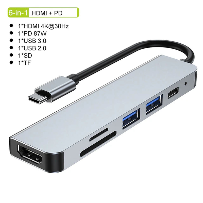 USB C HUB Type C Splitter Thunderbolt 3 Docking Station Laptop Adapter with for Macbook Air M1 Ipad Pro RJ45 HDMI