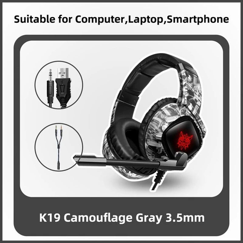 K19 Gaming Headset Headphones Wired Noise Cancelling Stereo Earphones with Mic