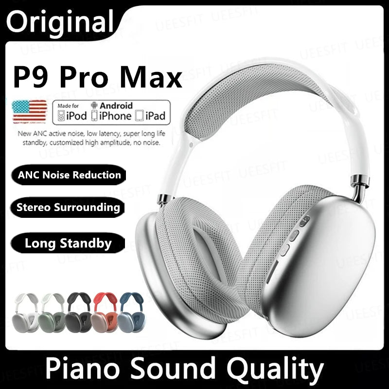 Original Air Max P9 Pro Wireless Bluetooth Headphones Noise Cancelling Mic Pods over Ear Sports Gaming Headset for Apple Iphone