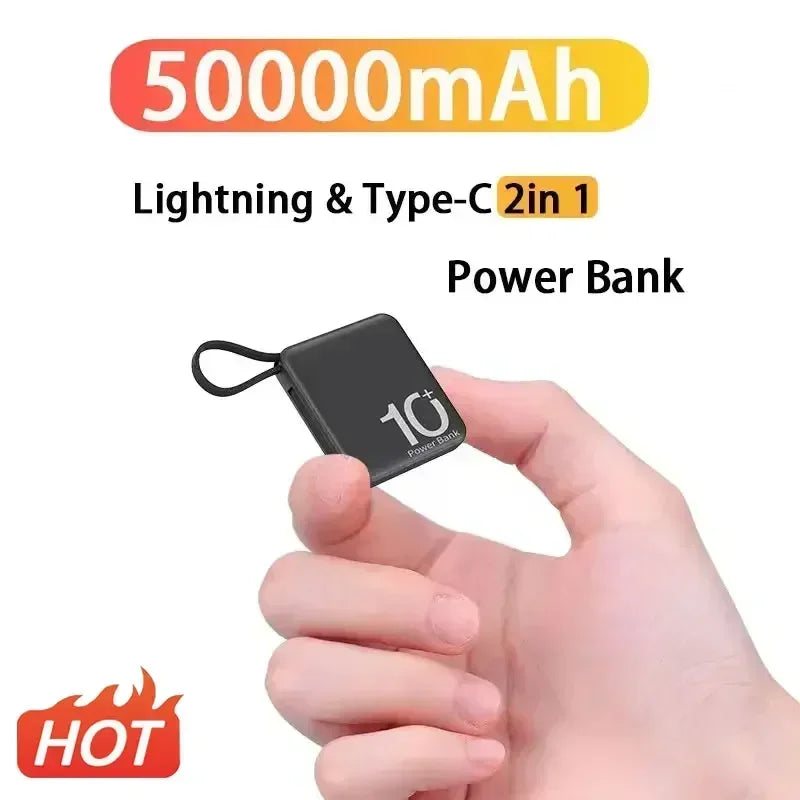 50000Mah Power Bank Mini Super Fast Chargr Portable External Battery Pack Powerbank Spare Batteries for Iphone 14 Samsung Xiaomi