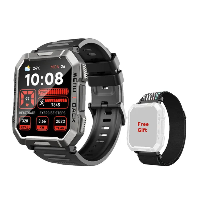 W60 2024 New Smartwatch 2.01'' HD Display TFT Rugged Smart Watch for Outdoor with Emergency Lighting Bluetooth Calling