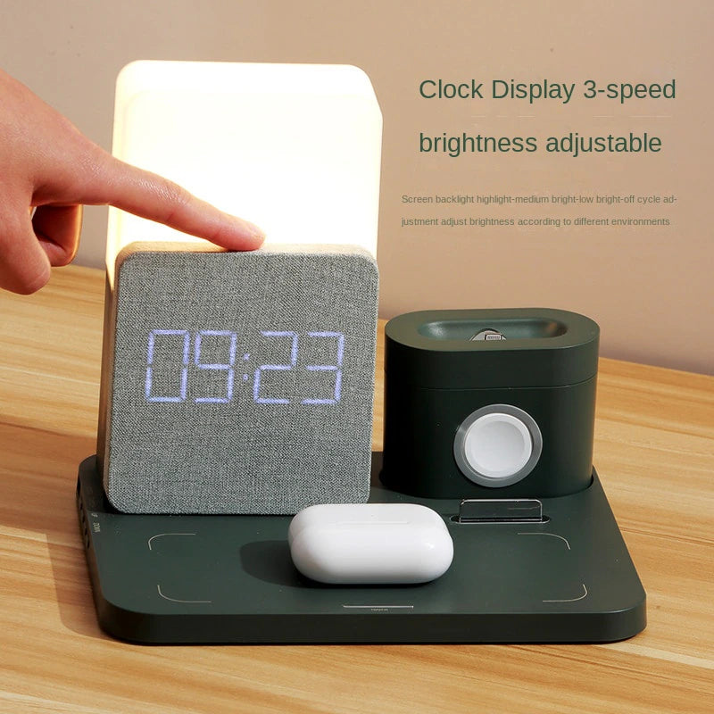 Multifunctional Fast Charging LED Lamp Bedside Lamp Alarm Clock Table Lamp Wireless Charging Station Watch Earphone Charging