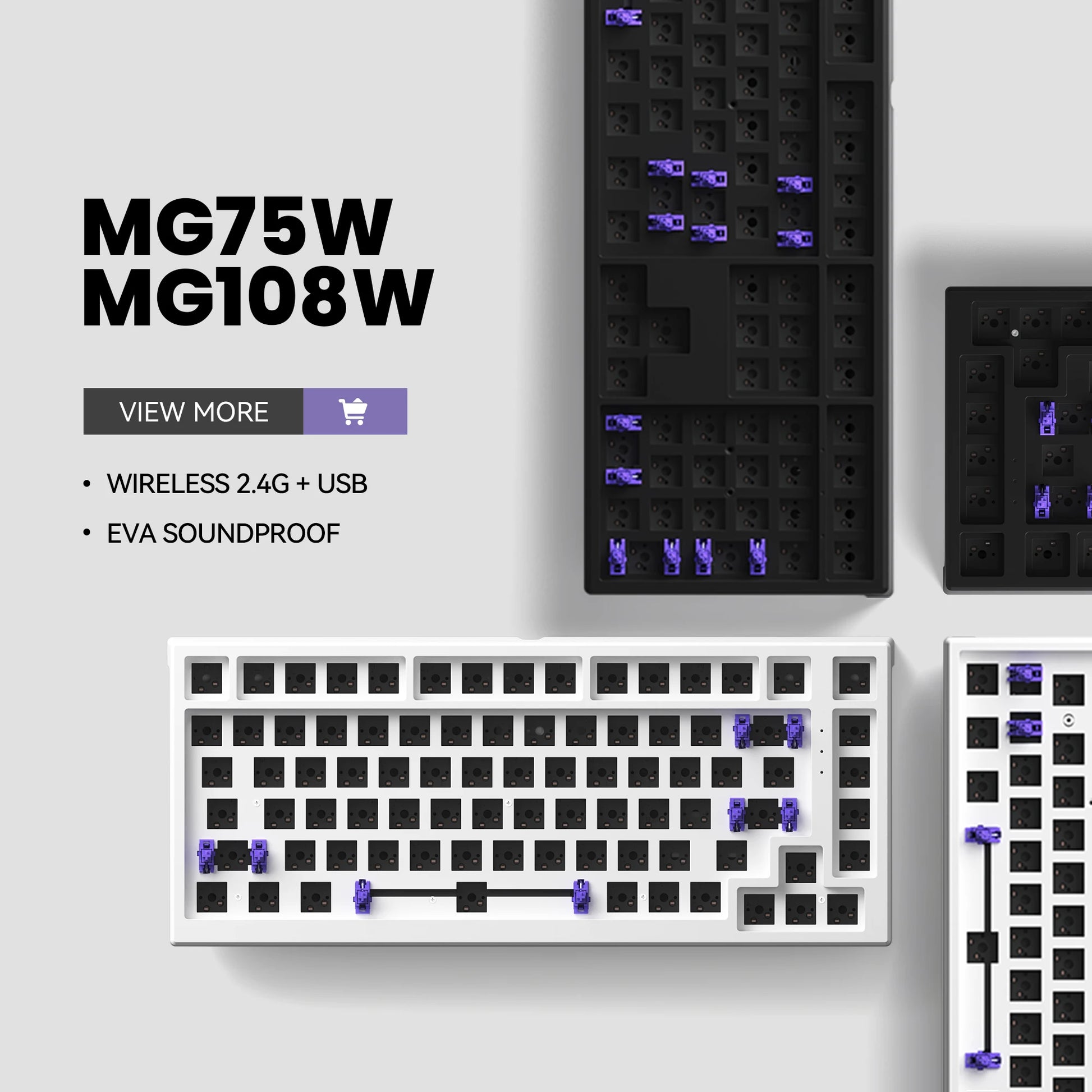 MONSGEEK MG75W/MG108W Keyboard Kit 75% 83 Key Hot-Swap Mechanical Gaming Keyboard Kit Wired USB Type-C Wireless 2.4Ghz